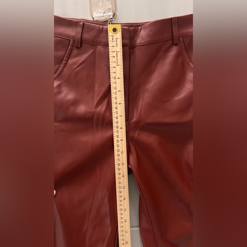 NWT Meshki dark cherry chocolate buttery soft faux leather pants - Picture 7 of 12